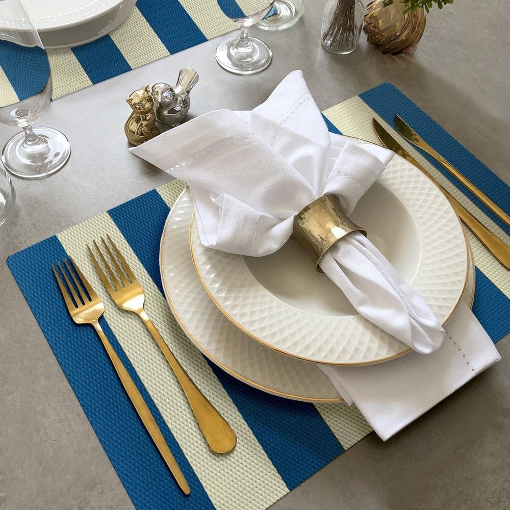 4 Jogo Americano Navy Alto Padrão Impermeável Pvc Bg Az