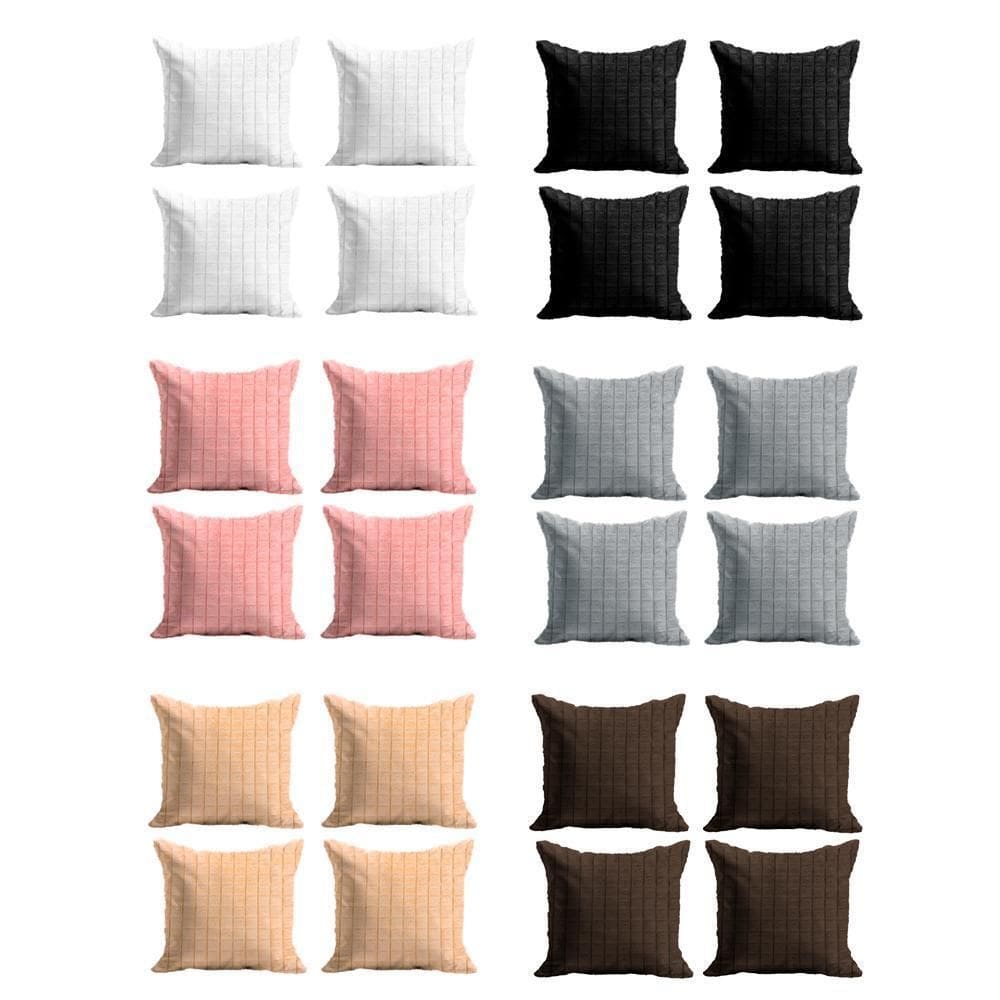 Kit Capas Almofada Em Microfibra 42Cm X 42Cm Felpudo 4 Peças