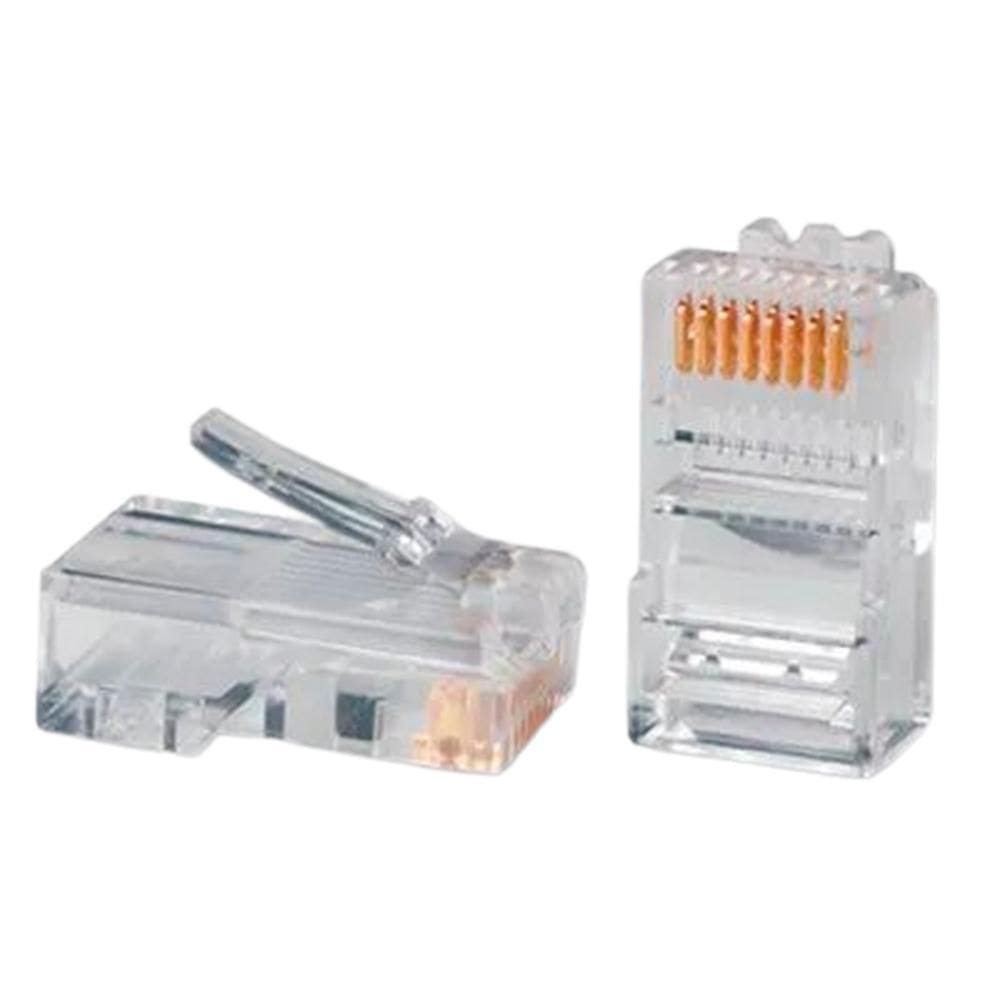 Pacote Kit Com 10 Conectores Rj45 Cat5E Transparente