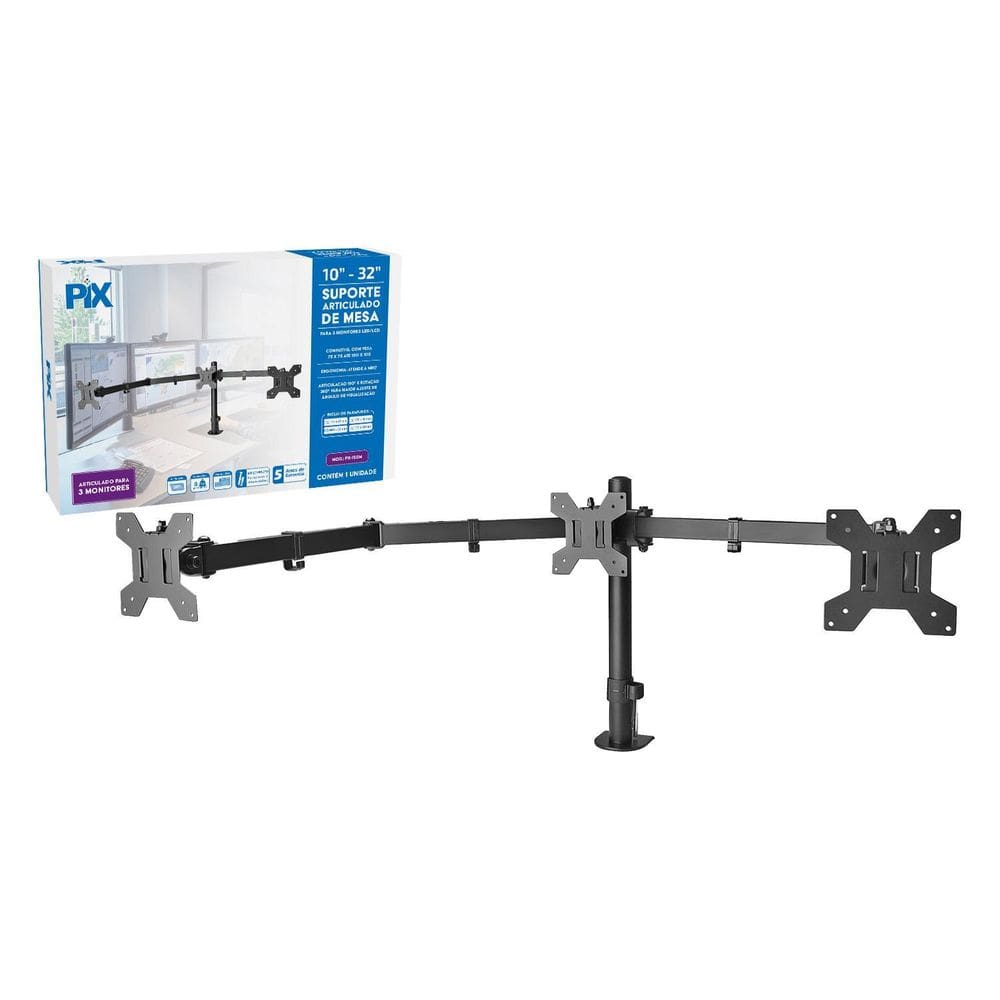 Suporte Para 3 Monitores Articulado Ajustável 10`` A 32``