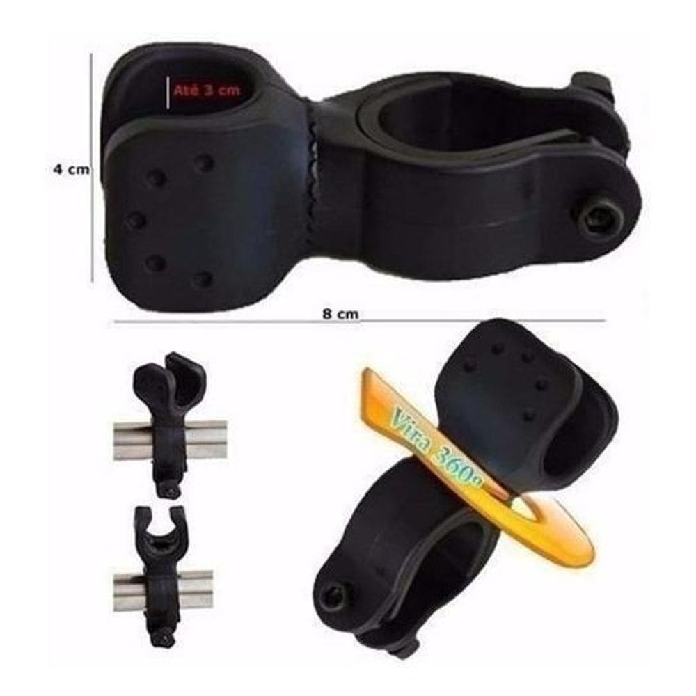 Suporte De Lanterna Para Guidão Bicicleta Gira 360Â