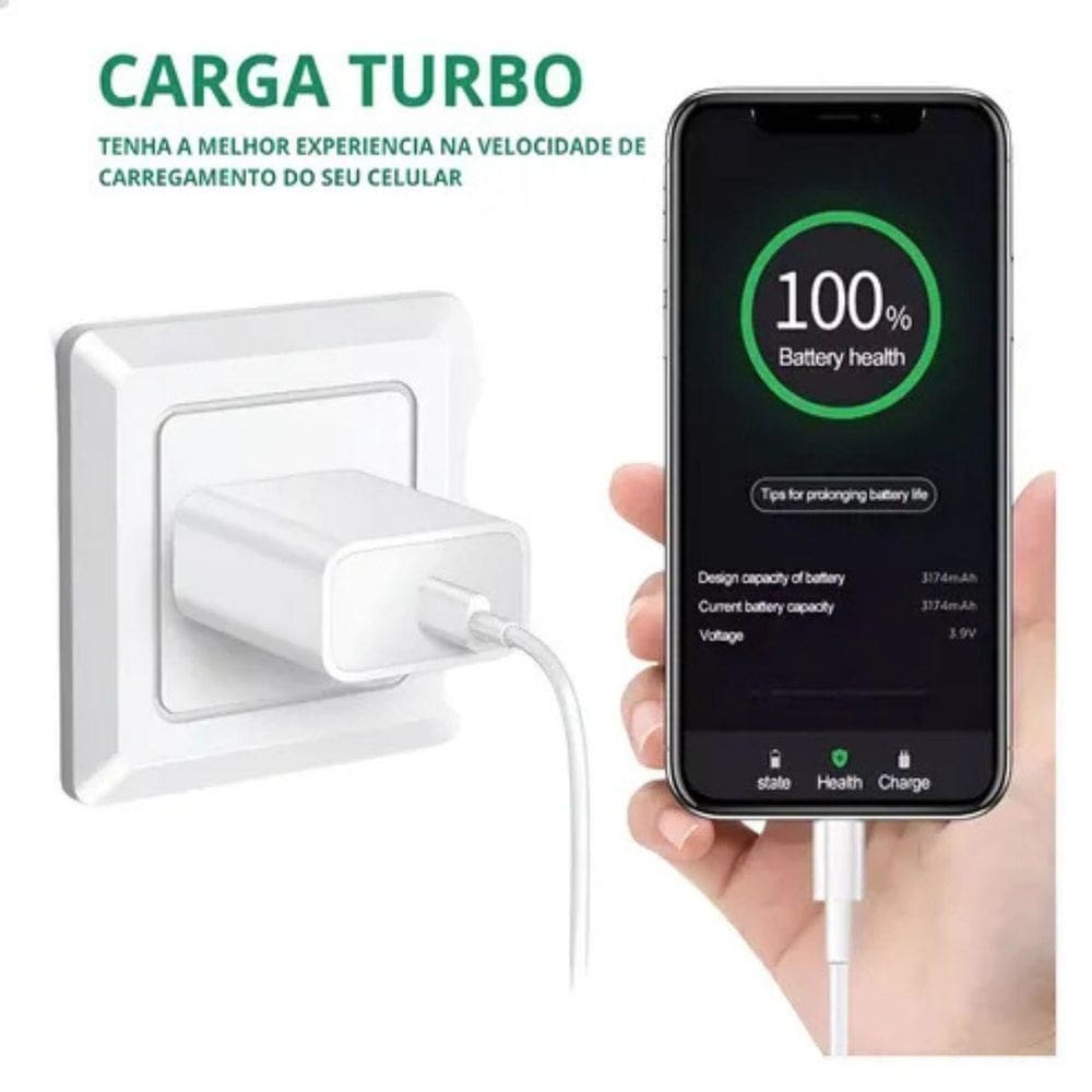 Carregador Potente 20W Turbo Universal Cabo Incluso
