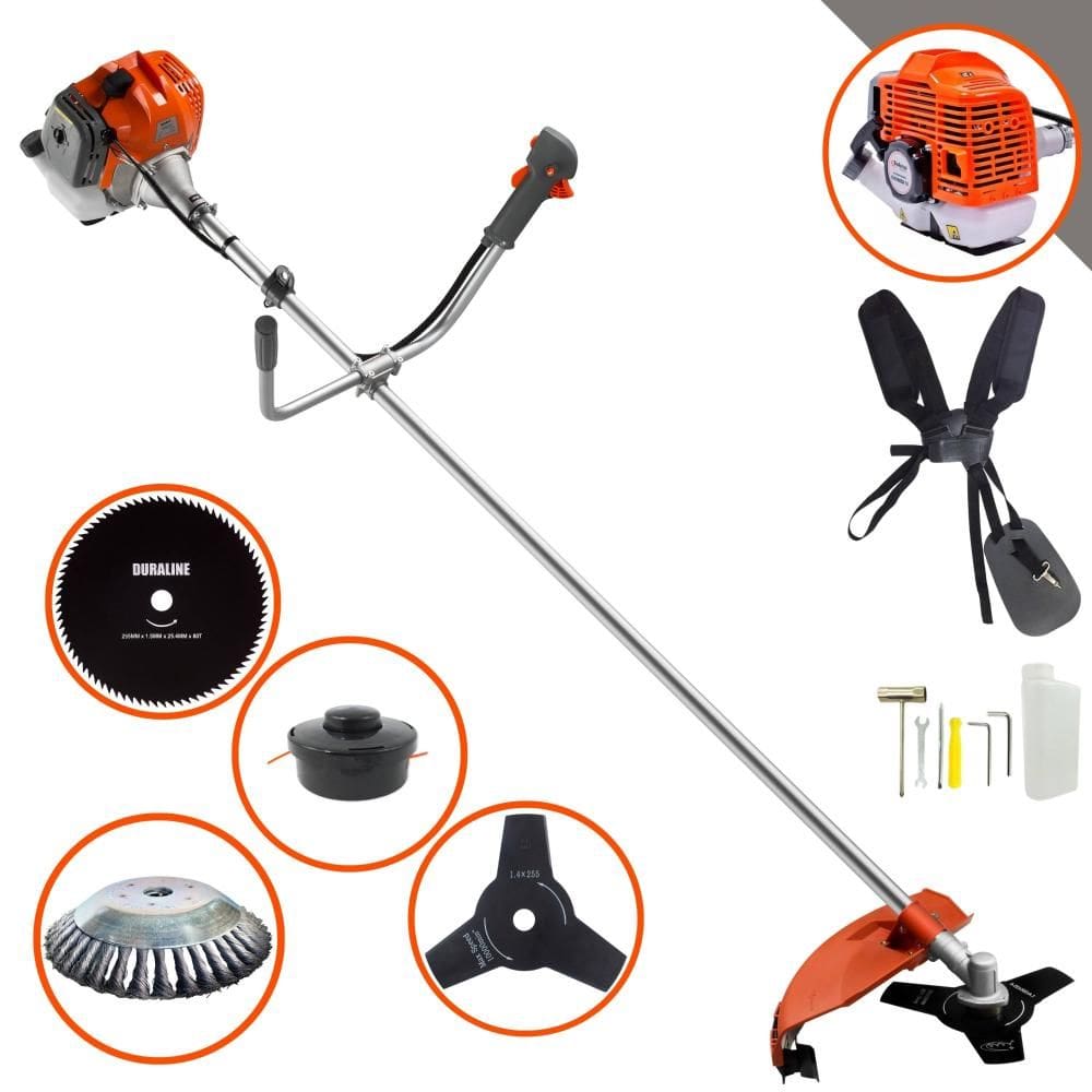 Roçadeira Podador de Grama Tekna RL430ACNTK À Gasolina 2T 43cc 1,7HP Completa Com Carretel de Nylon + Faca 3 Pontas + Faca 80 Dentes + Escova de Aço