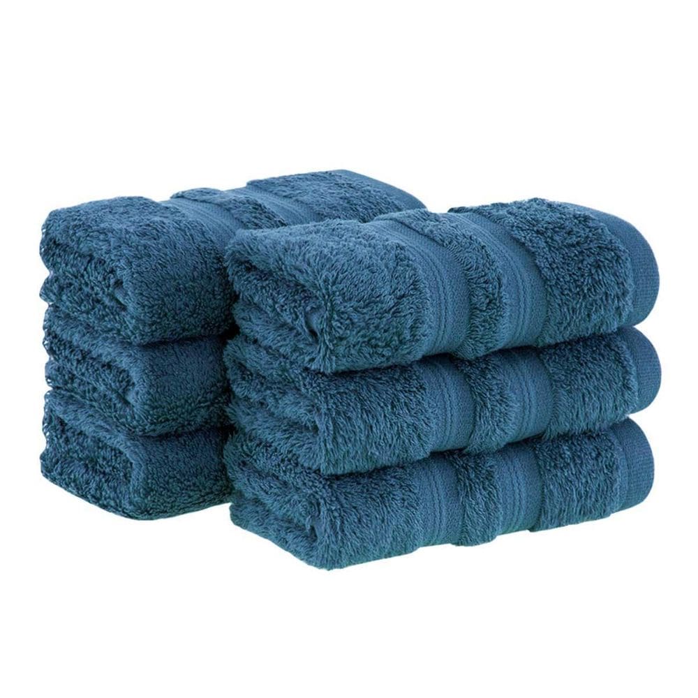 Kit 6X Toalha Lavabo Azul 100% Algodão Egípcio Buddemeyer