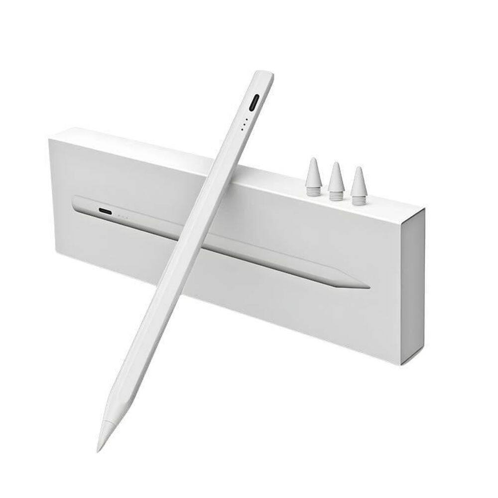 Caneta Digital Branca Recarregável Touchscreen Ponta Fina