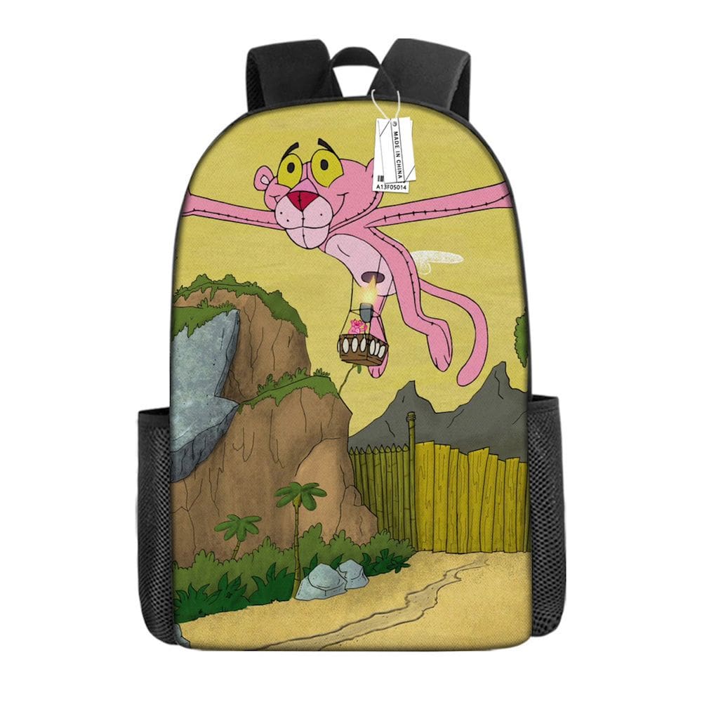 Mochila Pink Panthers Cartoon Kids School Oxford 29x16x42cm