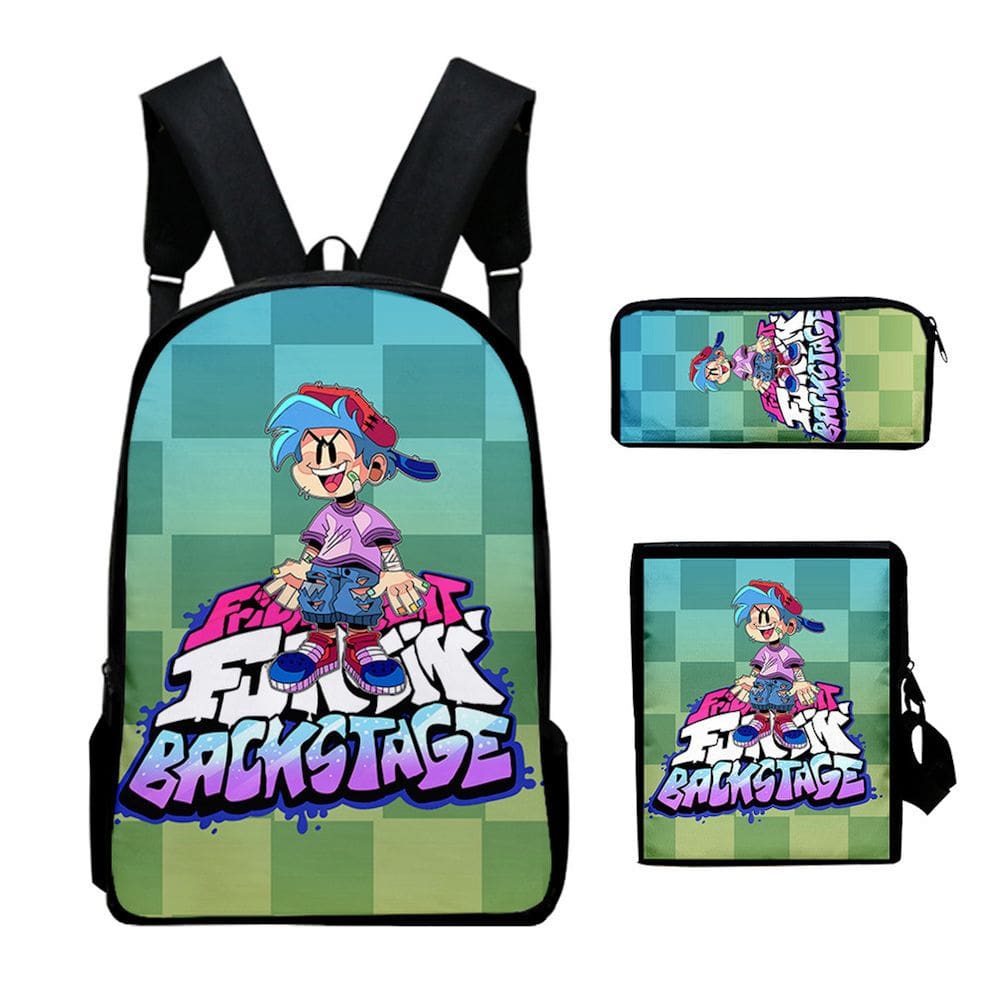 Conjunto de mochilas Fridays Nights Anime School para crianças, 3 unidades