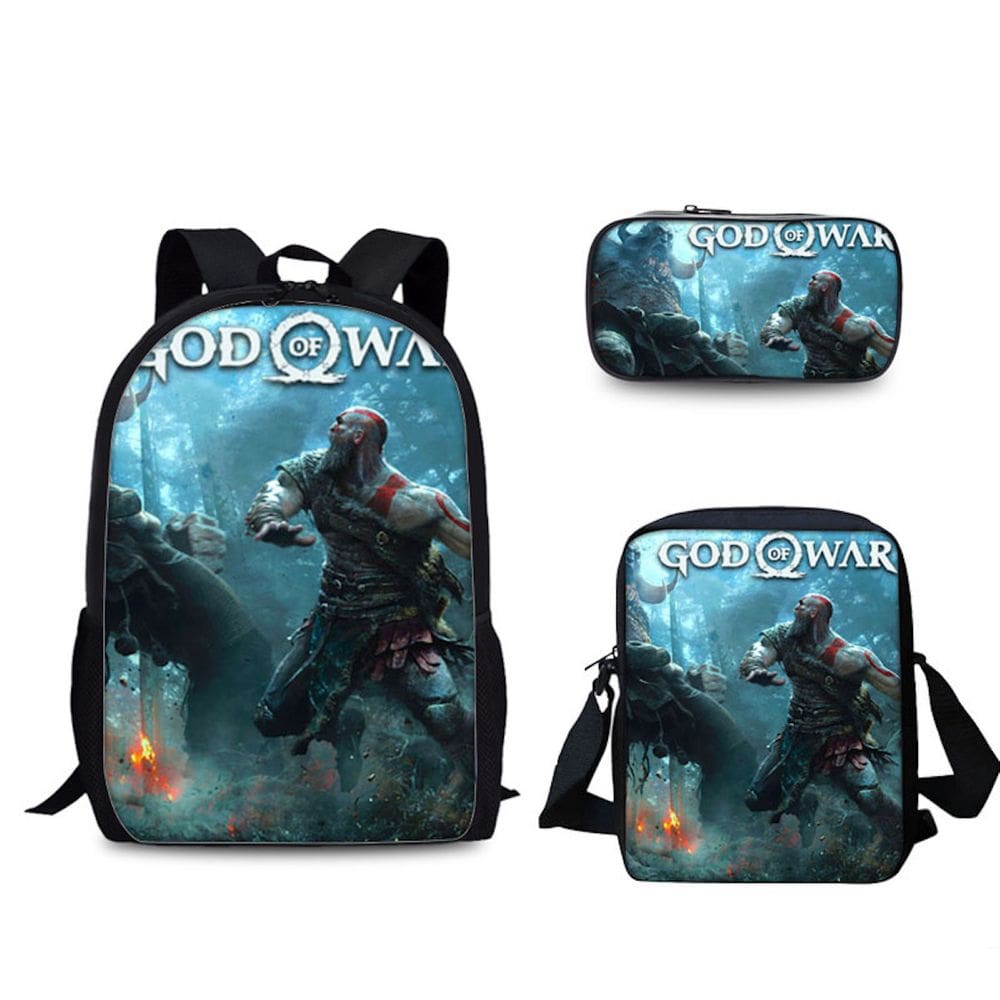 Conjunto de mochilas Gods Of Wars Kratos Cartoon Kids Nylon, 3 unidades