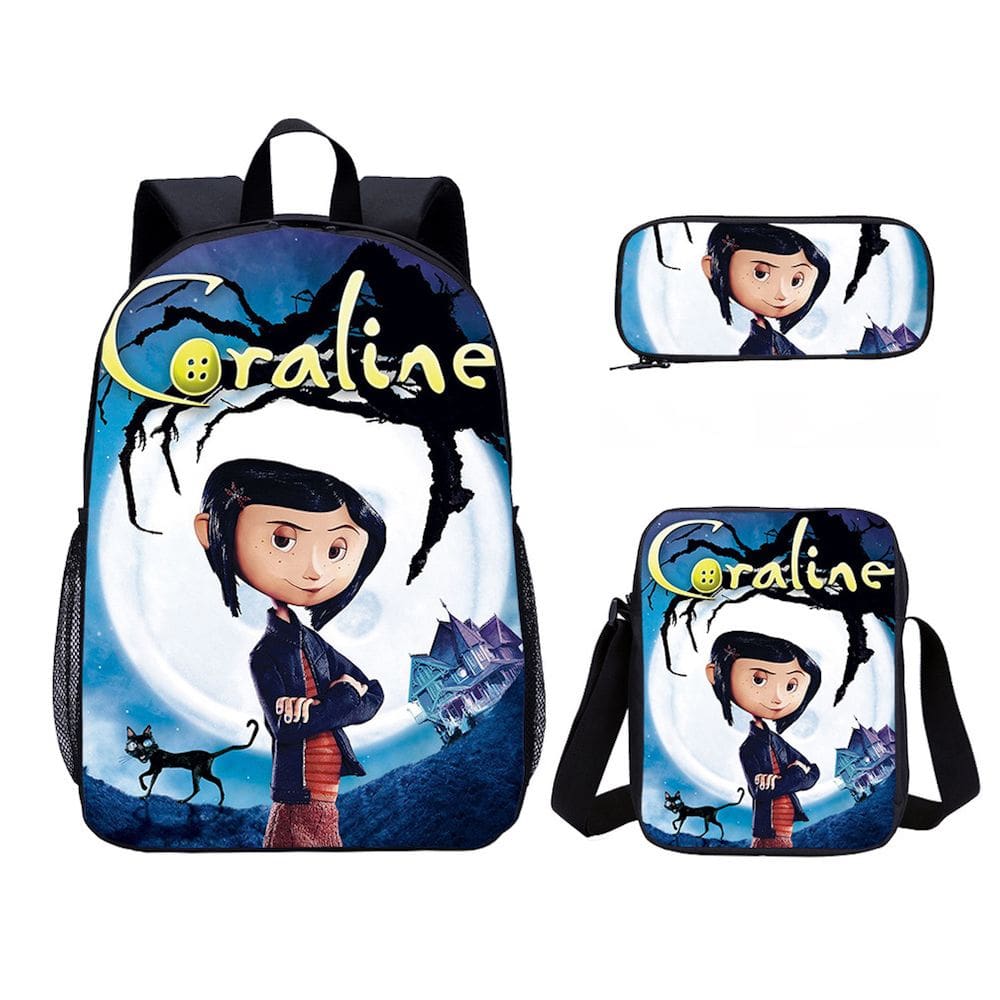 Conjunto de mochilas Coralines School Bag Satchel Anime 3 unidades