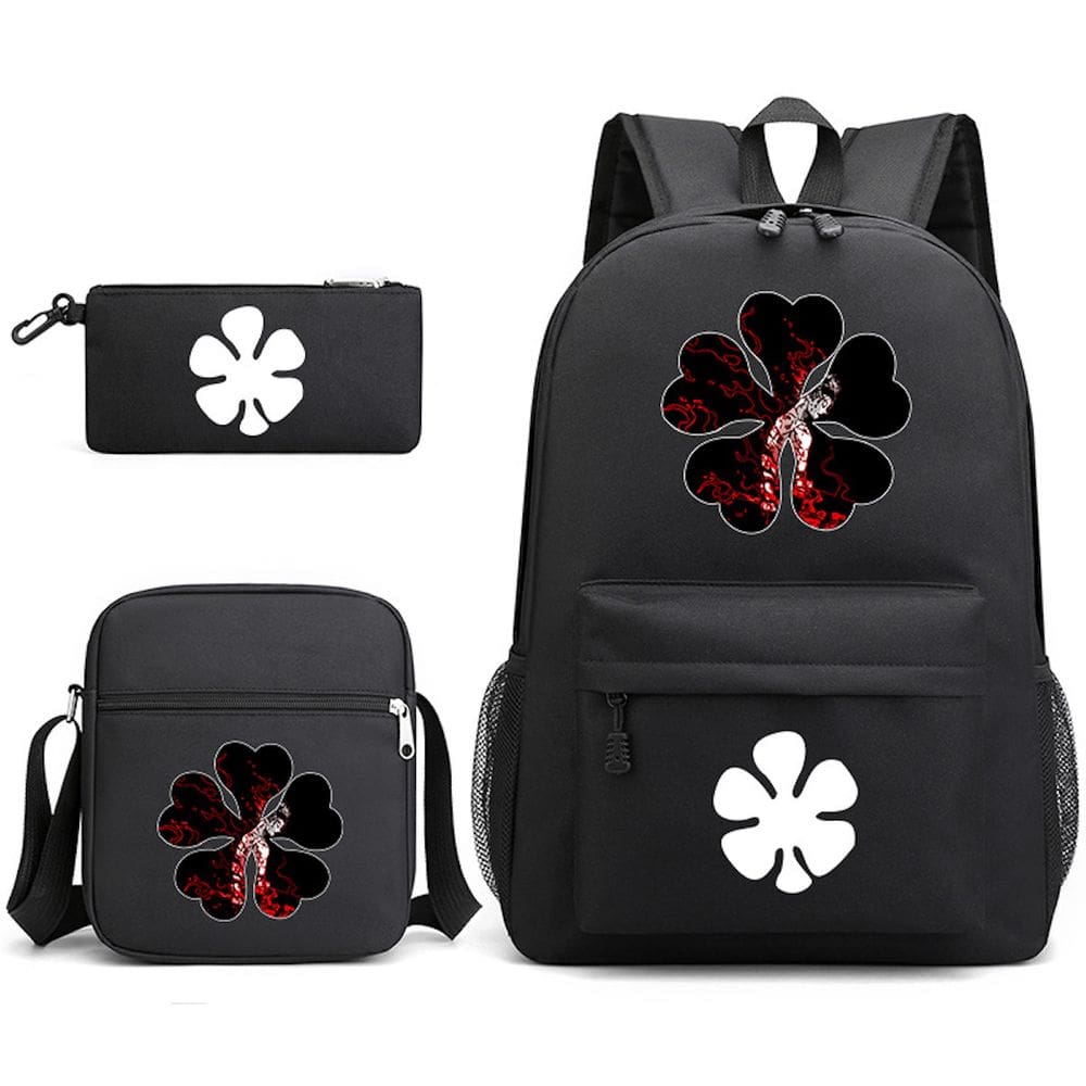 Conjunto de mochilas escolares Black Clovers Asta, 3 unidades para crianças