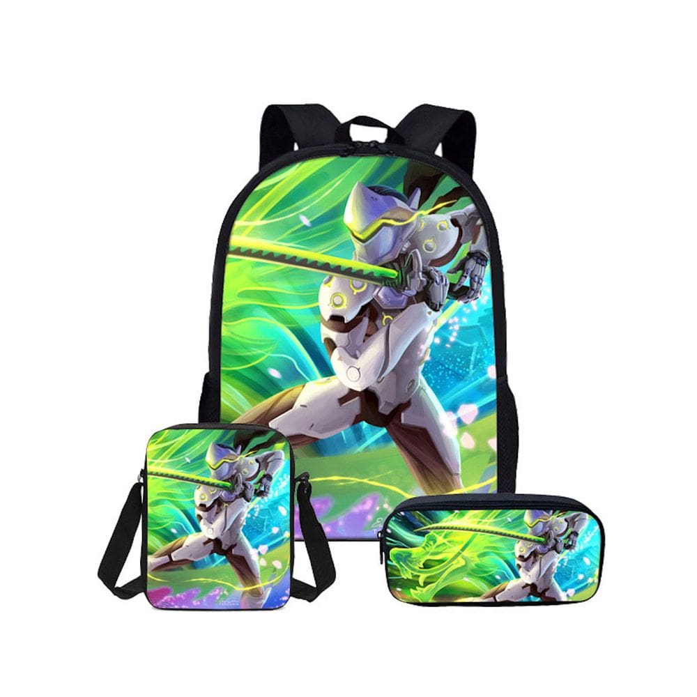 Conjunto de mochilas escolares Genji Overwatches, 3 unidades para crianças