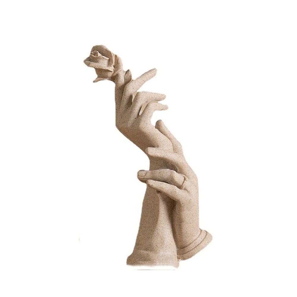 Estatueta de escultura de mão em mão rosa para desktop doméstico