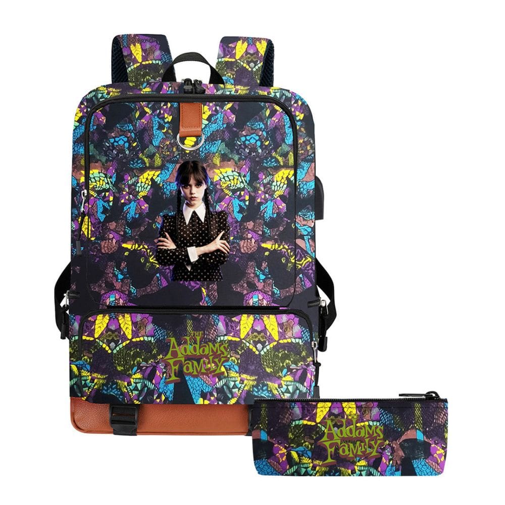 Mochila escolar às quartas-feiras, desenho animado para crianças, 2 unidades/conjunto