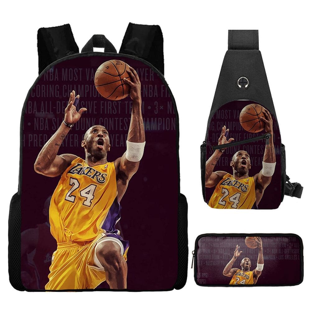 Conjunto de mochilas escolares, 3 peças, 24 Kobes Bryansts para estudantes