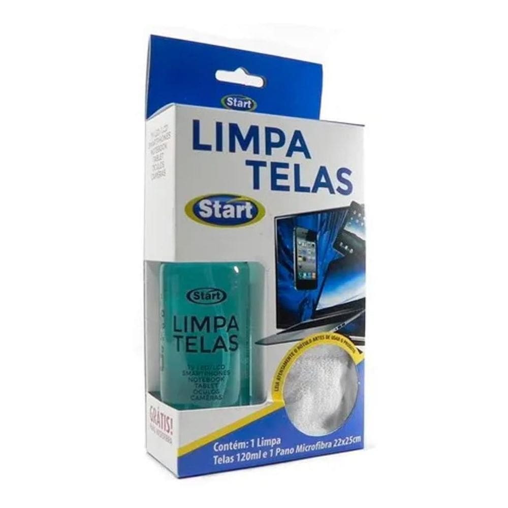 2X Limpa Telas Start 120Ml + Pano Microfibra Produto Eficien