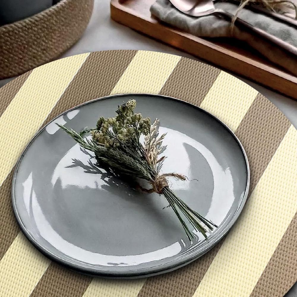 4 Jogo Americano Navy Alto Padrão Impermeável Redondo Bh Cho