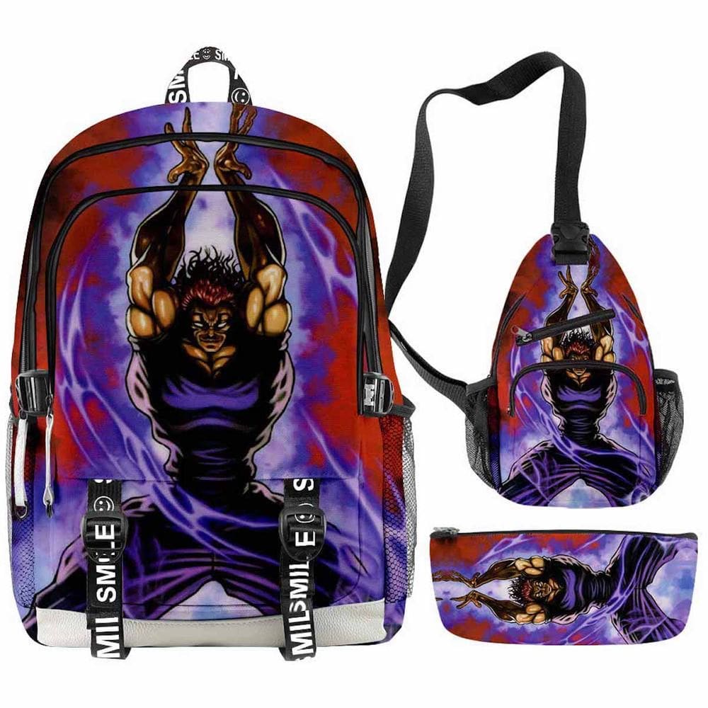 Conjunto de mochilas escolares Hanma Baki Jack Hanma Hammer 3 unidades