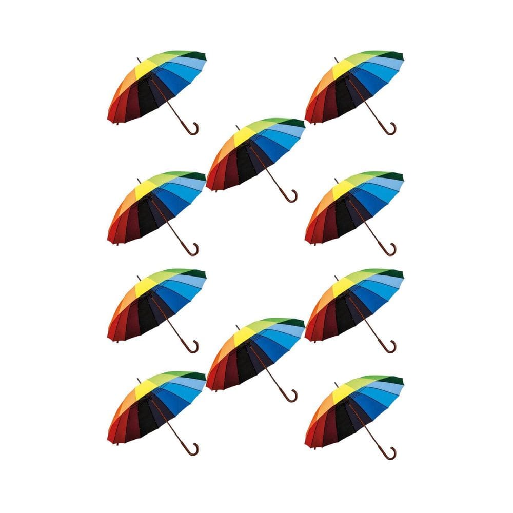 10 Guardas Chuva Arco Iris 16 Varetas Automático Reforçado