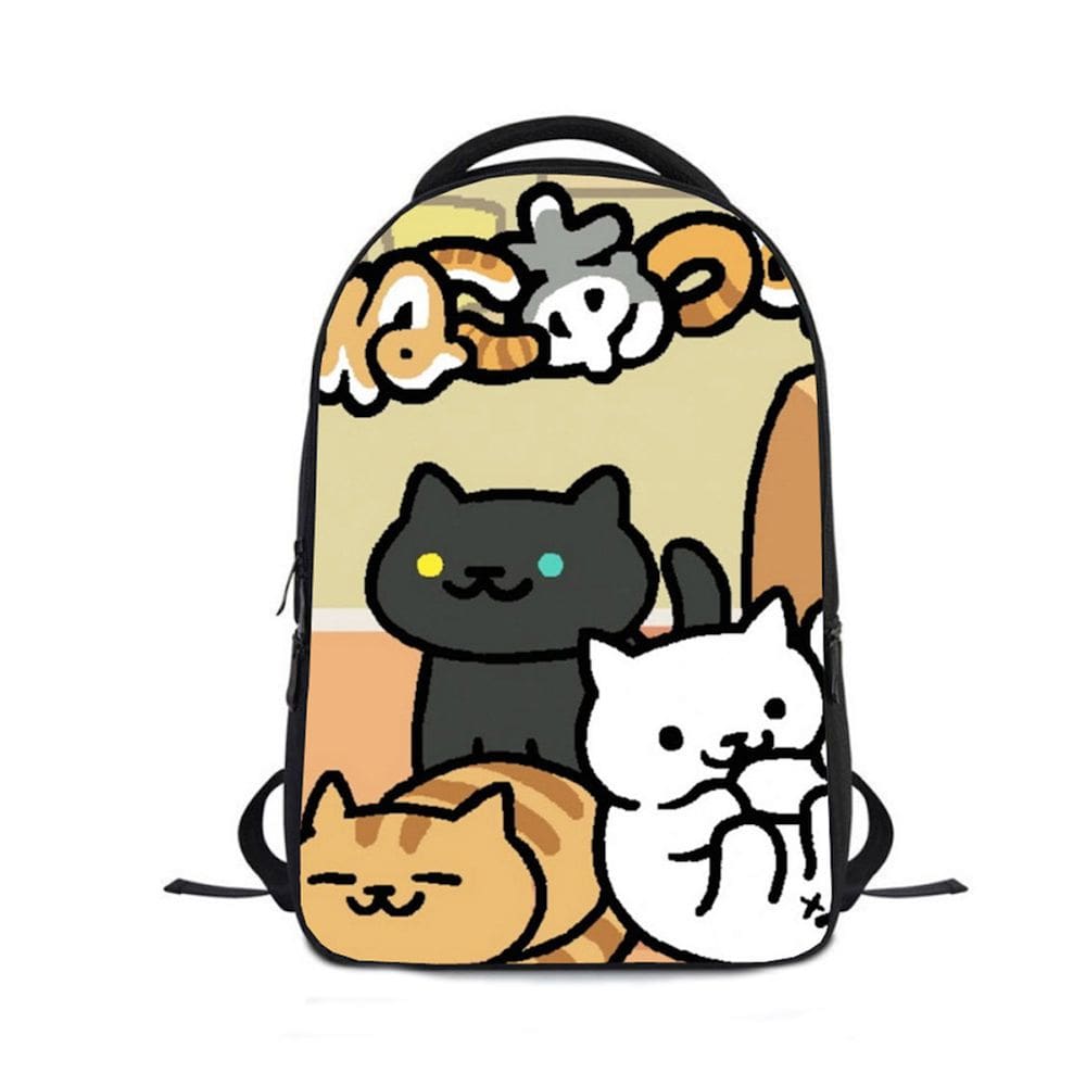 Mochila escolar infantil Neko Atsume Impressão 3D Oxford 24x12x30cm