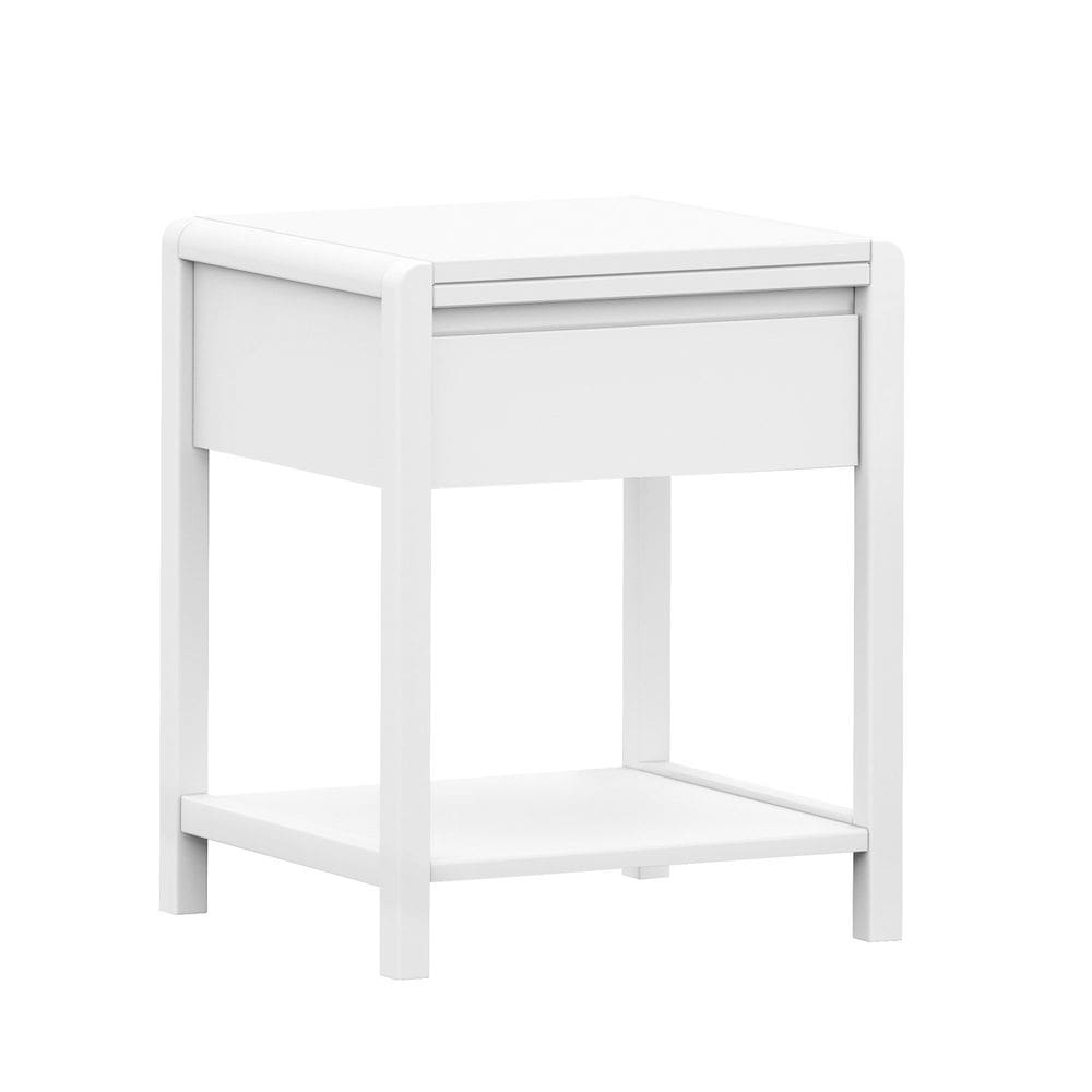 Mesa de Cabeceira em Madeira Maciça 1 Gaveta Modena Branco