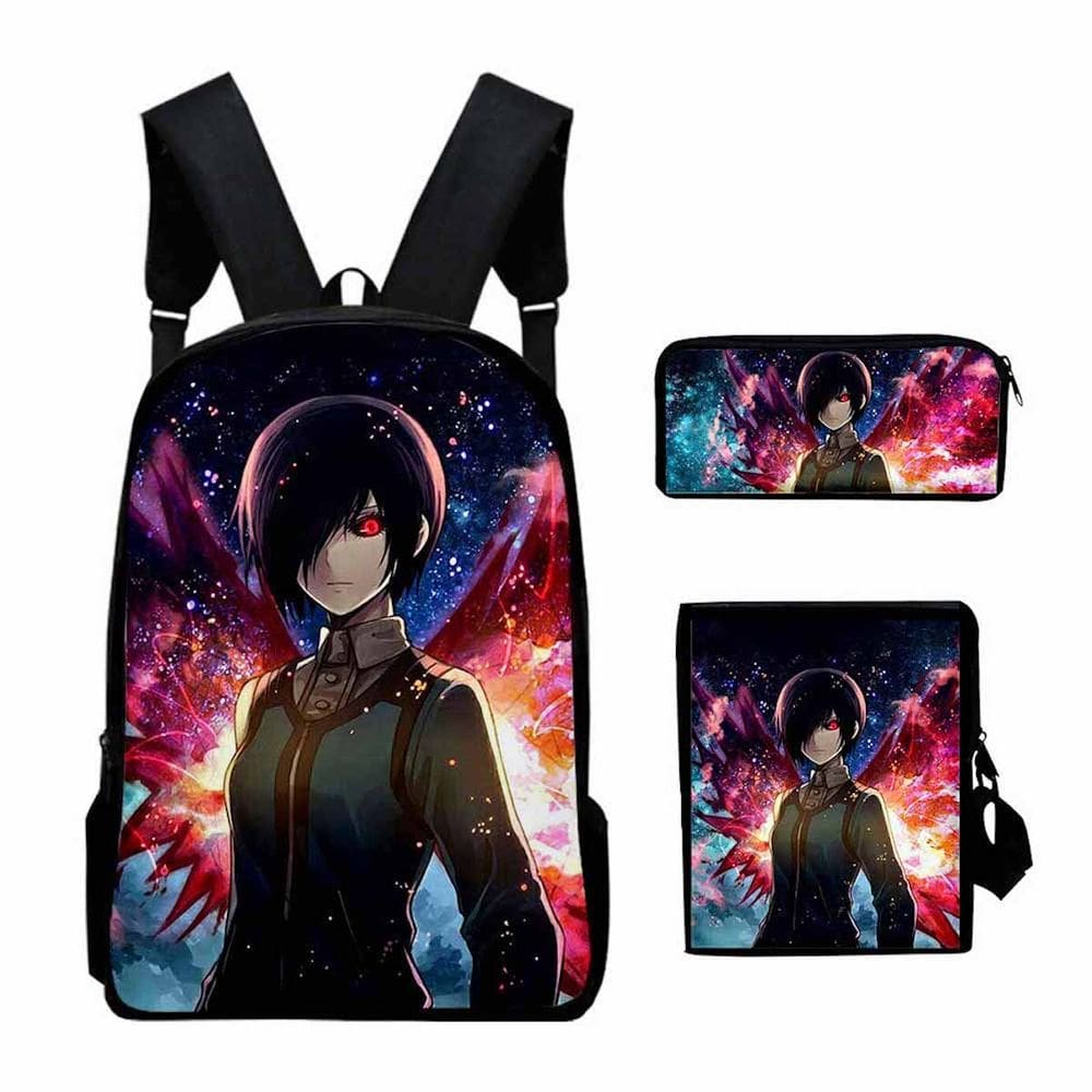 Conjunto de mochilas escolares Tokyos Ghouls Kanekis Kens para crianças
