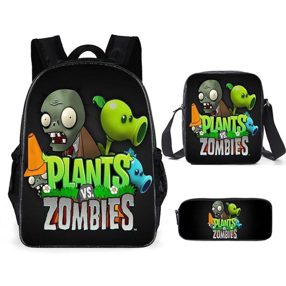Conjunto de mochilas Plants Zombies para crianças (3 unidades) de poliéster