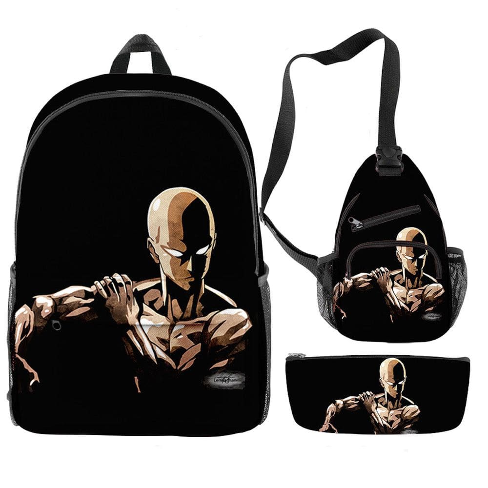 Conjunto de mochilas escolares One Punch Man Saitama, 3 peças para crianças
