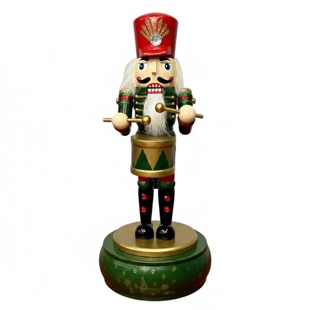 Caixa Musical Quebra Nozes Tambor Verde 30cm