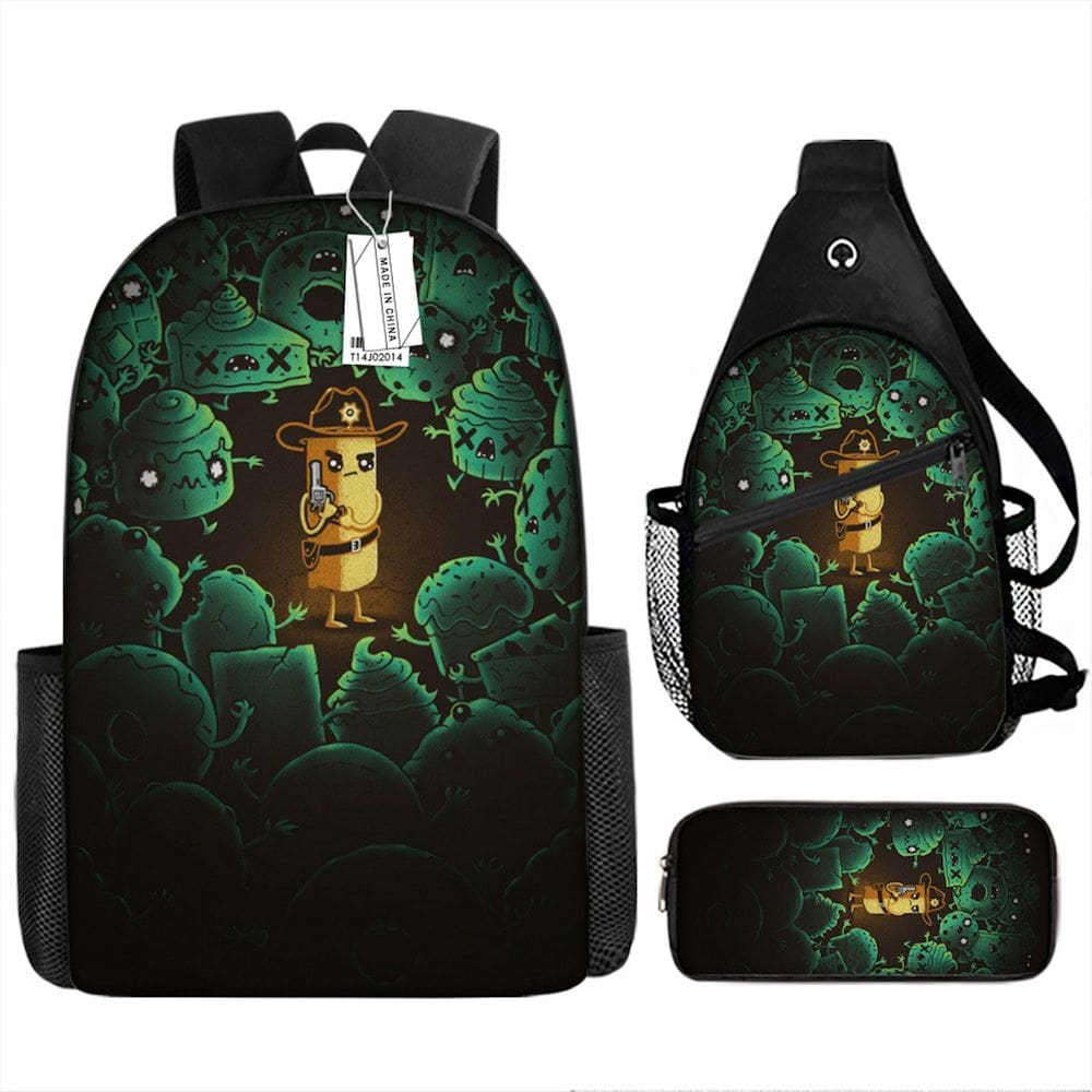 Conjunto de mochilas Plants Zombies Cartoon Kids School 3 unidades