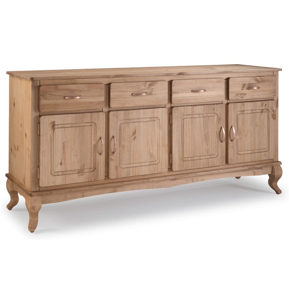 Balcão Buffet em Madeira Maciça com 4 Portas e 4 Gavetas Marrom Antique