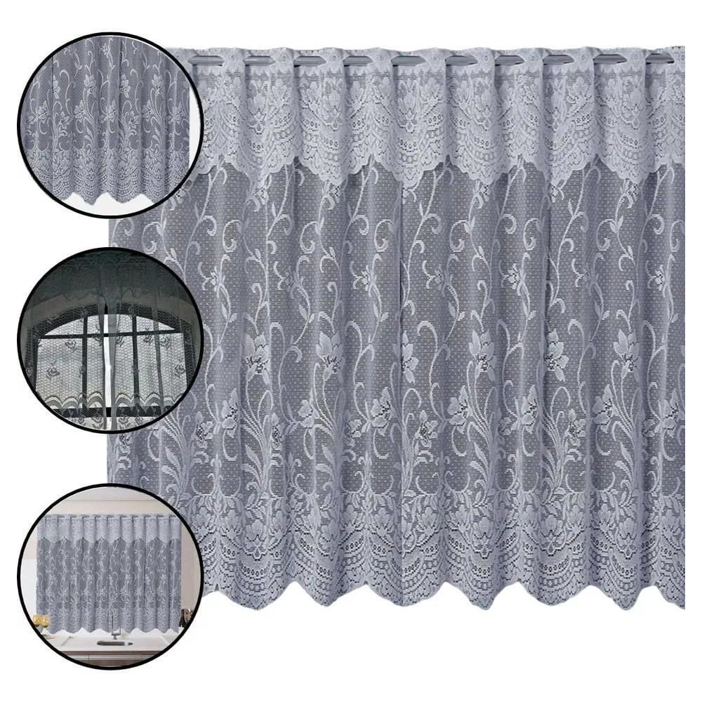 2X Cortina Cortilester Open House Renda 220X120 Cm Branca