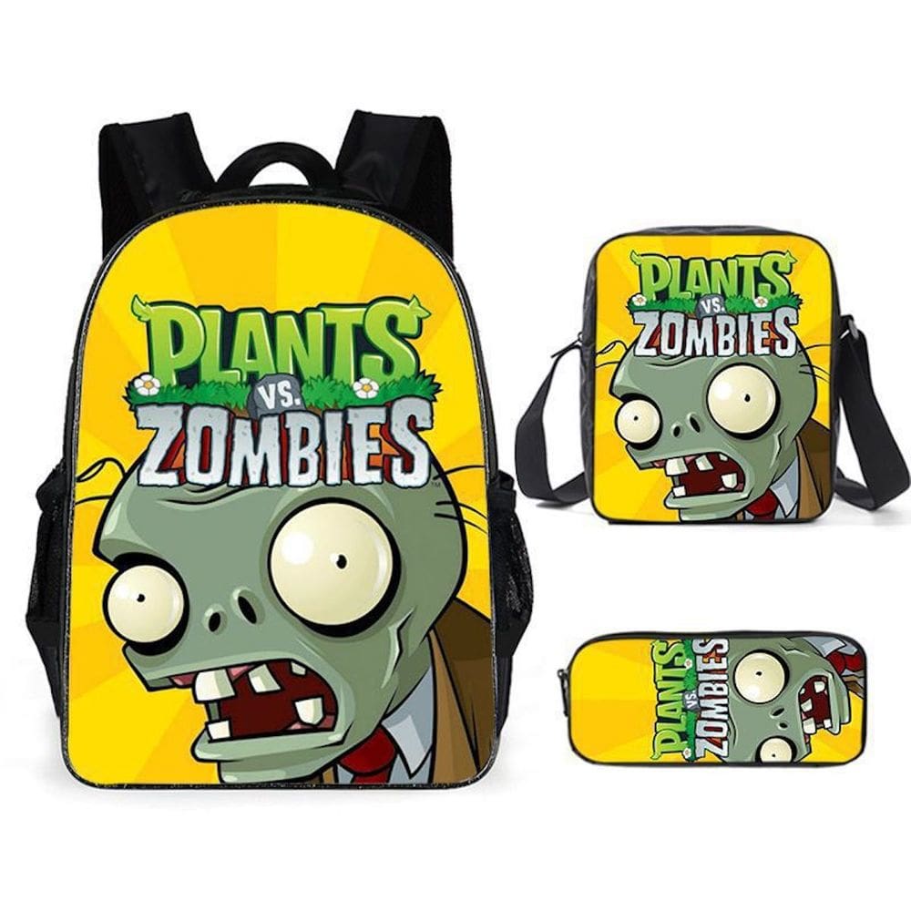 Conjunto de mochilas Plants Zombies Cartoon Kids School 3 unidades