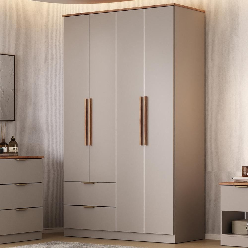 Guarda Roupa Solteiro 4 Portas Milan Carraro Avelã