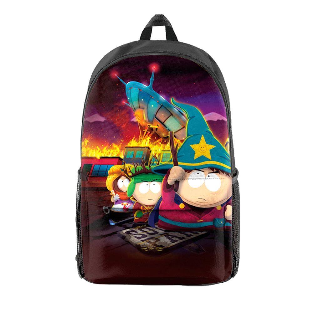 Mochila escolar infantil South Parks com impressão 3D Oxford 29x16x42cm