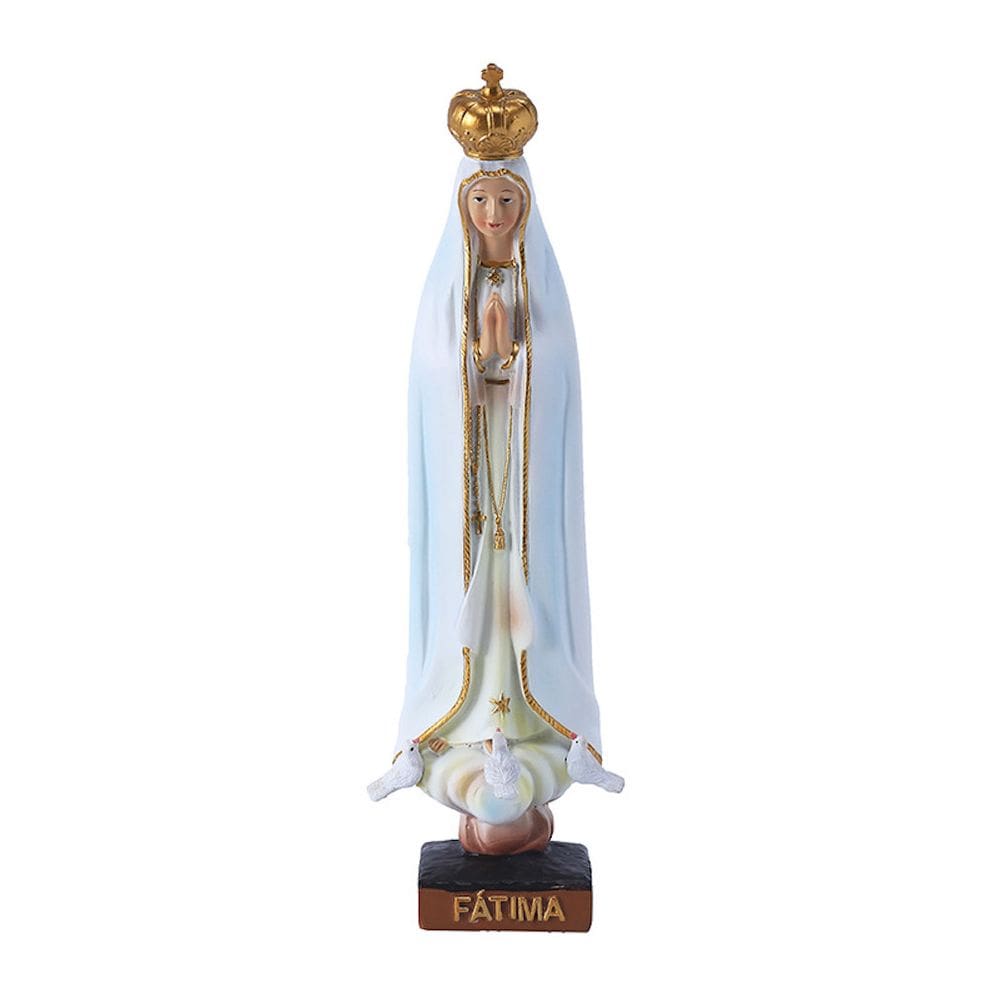 Estatueta de Nossa Senhora de Fátima, escultura, 20,5 cm, resina