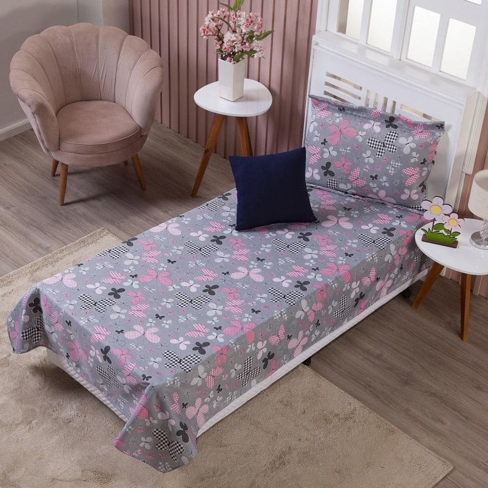 Colcha Cobre Leito Infantil Borboleta Solteiro + Capa