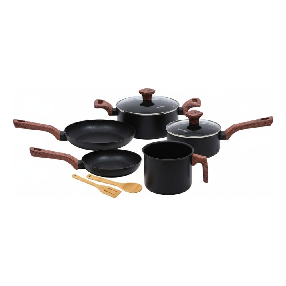 Jogo de Panelas de Indução 7 Peças Fundo Triplo e Revestimento Ceramico Mimo Style - Preto