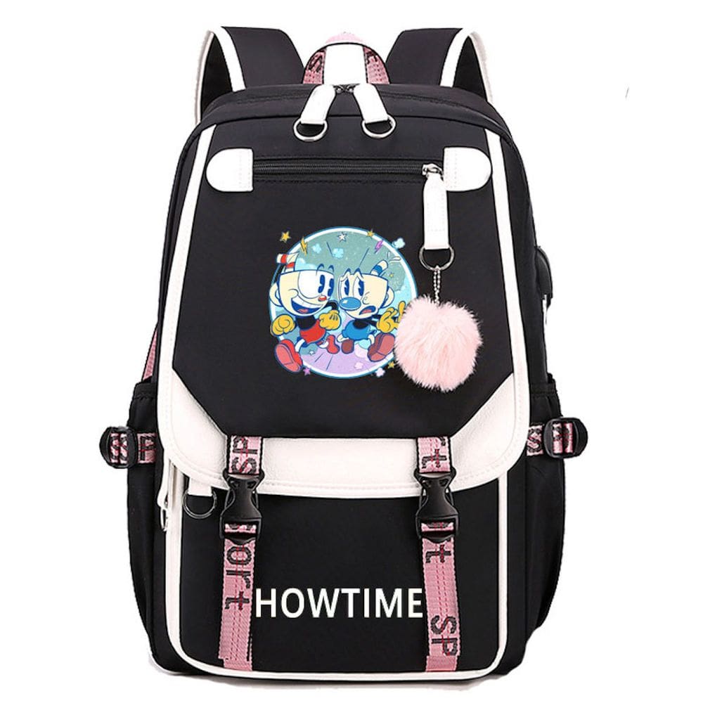 Mochila escolar infantil Cupheadss Anime 30x19x47cm