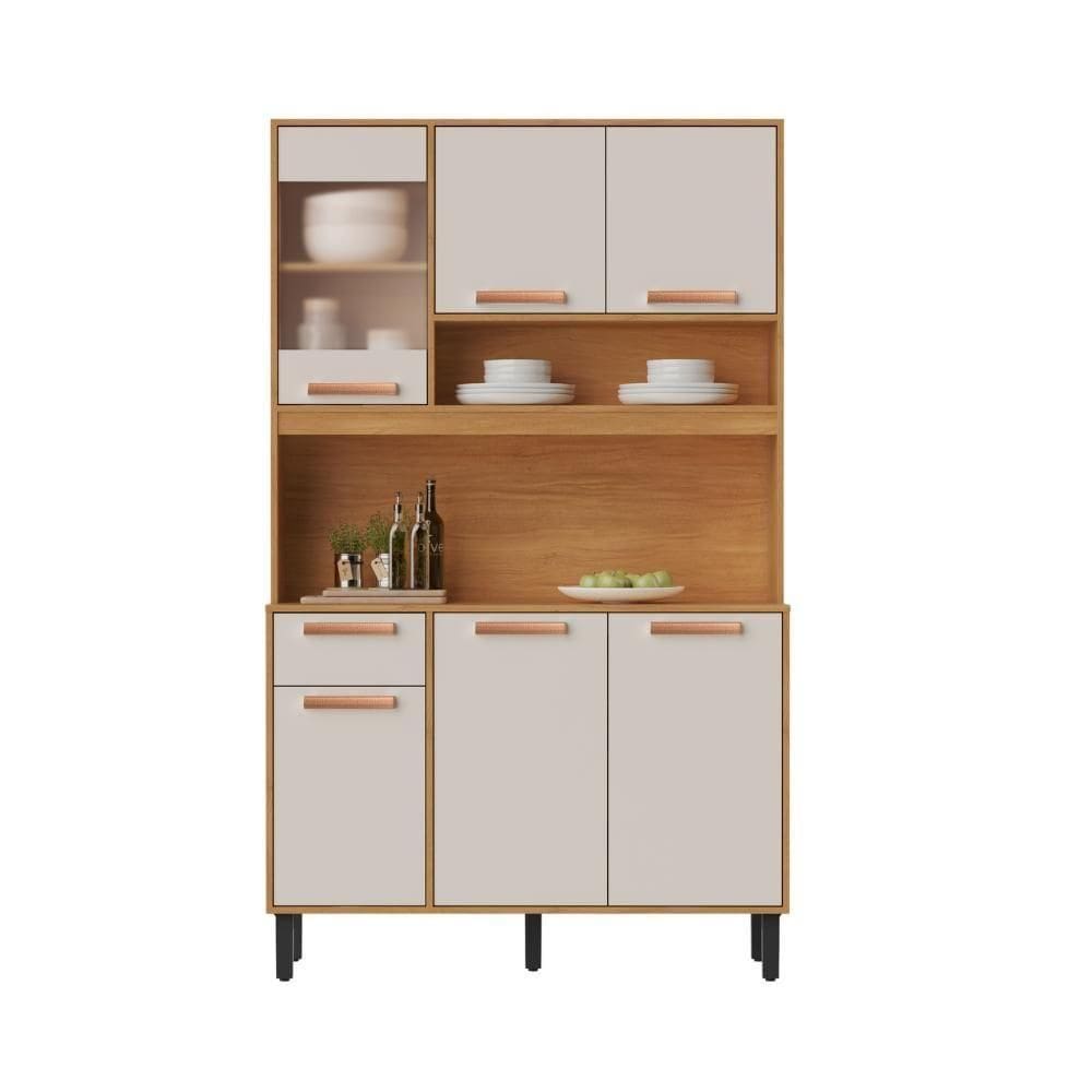 Armário De Cozinha Compacta 120cm Nápoles Off White Madeira Itatiaia