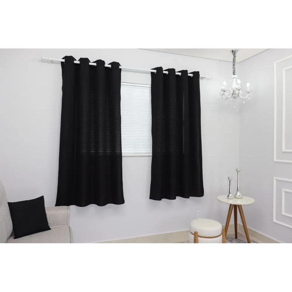 2X Cortina Oxford Com Ilhós Para Varão Sala/Quarto 300X180