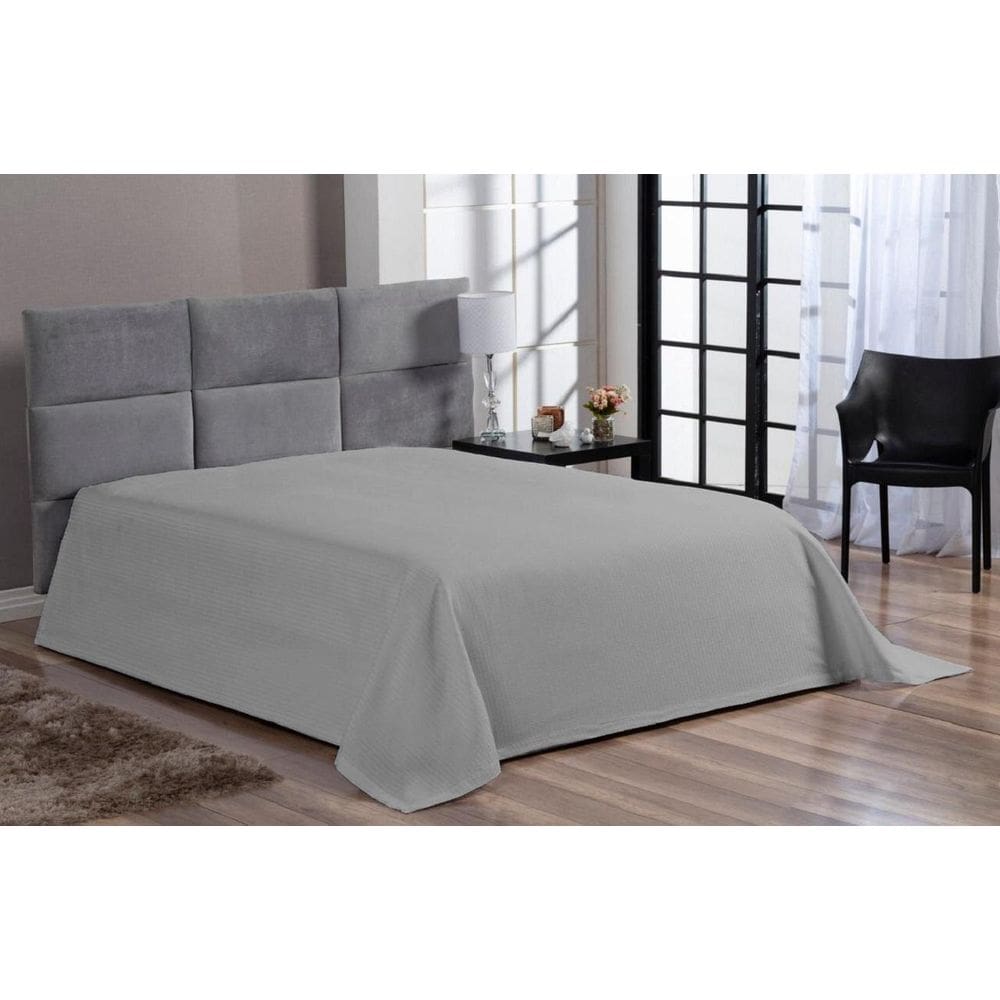 Cobre Leito Colcha Cama King Piquet Cinza Algodão Hotel