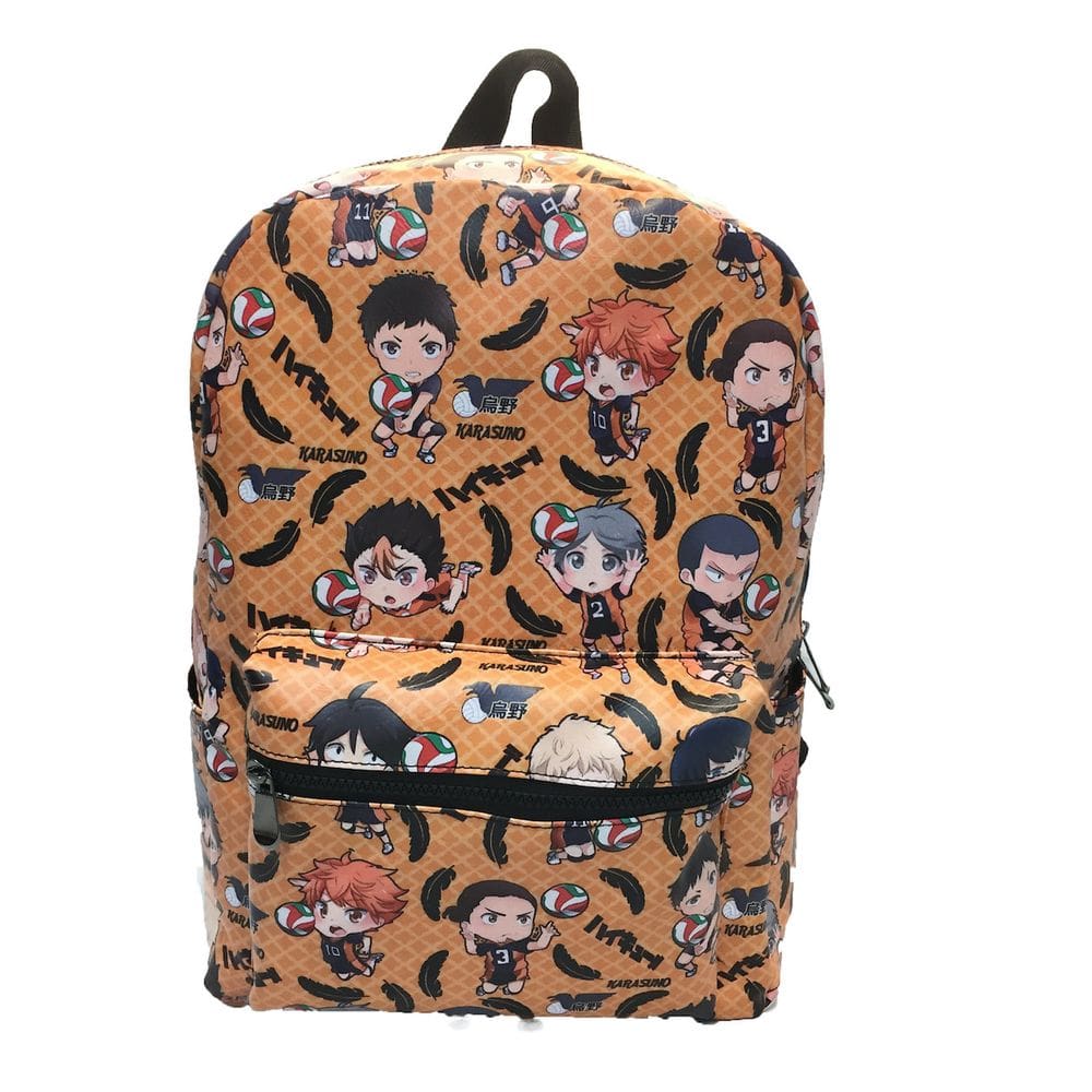 Mochila escolar Haikyuus Anime para crianças em PU 30x15x45cm