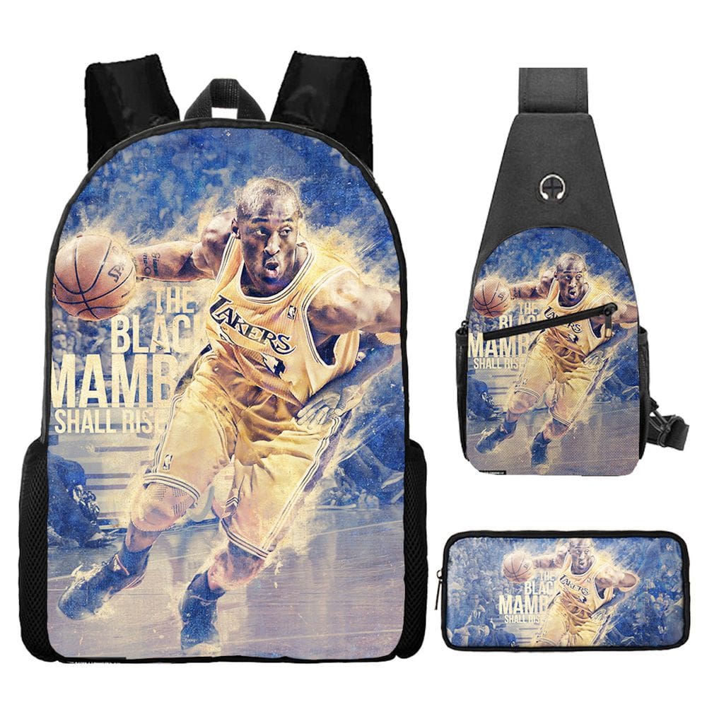 Conjunto de mochilas Kobes Bryants Cartoon Kids School 3 unidades