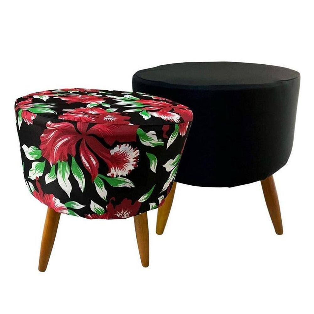 Kit 2 Capas Para Puff Redondo Pé Palito Malha Com Elástico