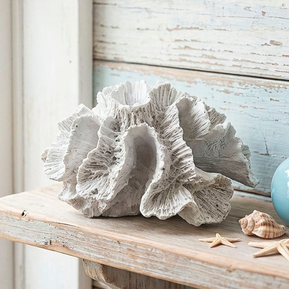Coral Em Resina Decorativo Casa De Praia Mar Oceano 8x14cm