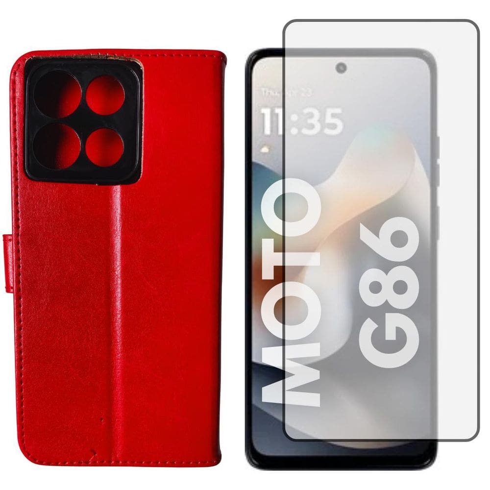 Capa Carteira Para Motorola Moto G56 + Película 3D
