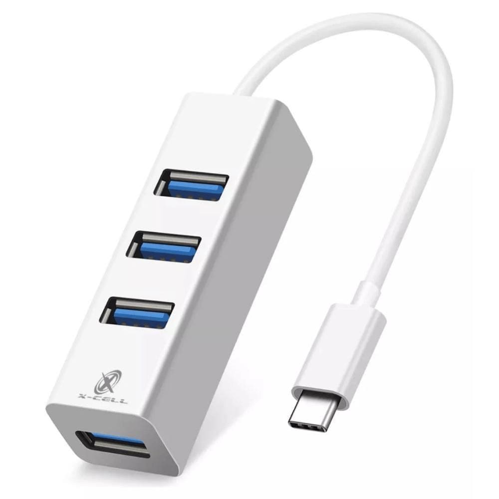 Hub Usb Tipo C Com 4 Portas Usb 3.0 Cor Branco Xc-Hub-10