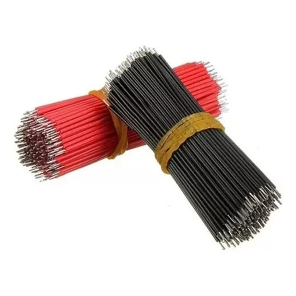 100 Peças Jumper Cabo Estanhado 6Cm Protoboard Verm/Preto