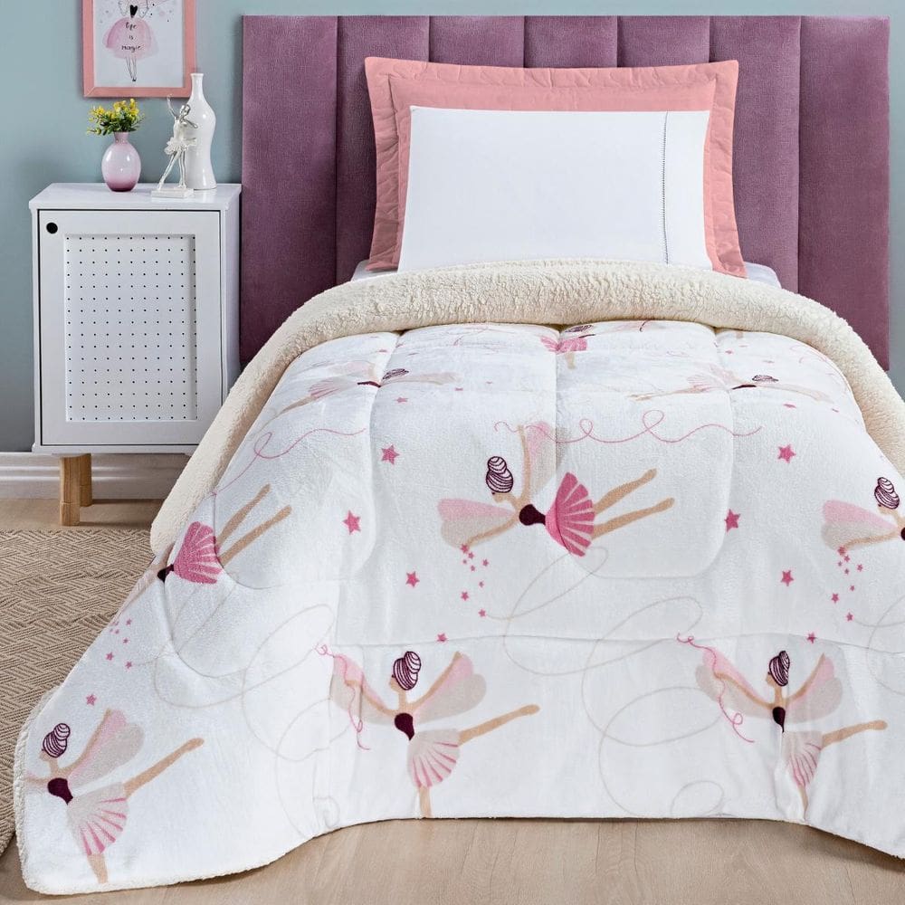 Cobertor Grosso Solteiro Estampado Mundo Kids Dupla Face