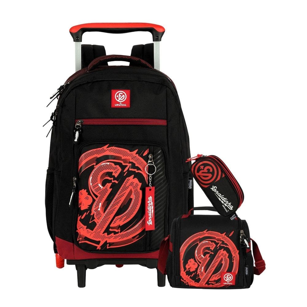 Kit Enaldinho Mochila 2Em1 Rodas + Lancheira + Estojo Triplo